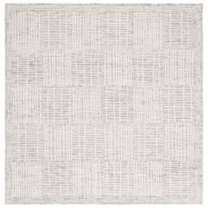 Abstract Gray/Ivory 6 ft. x 6 ft. Checkered Unitone Square Area Rug
