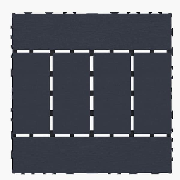 Tidoin Outdoor 1 ft. x 1 ft. Composite Deck Tile in Dark Gray (44 Per Box)
