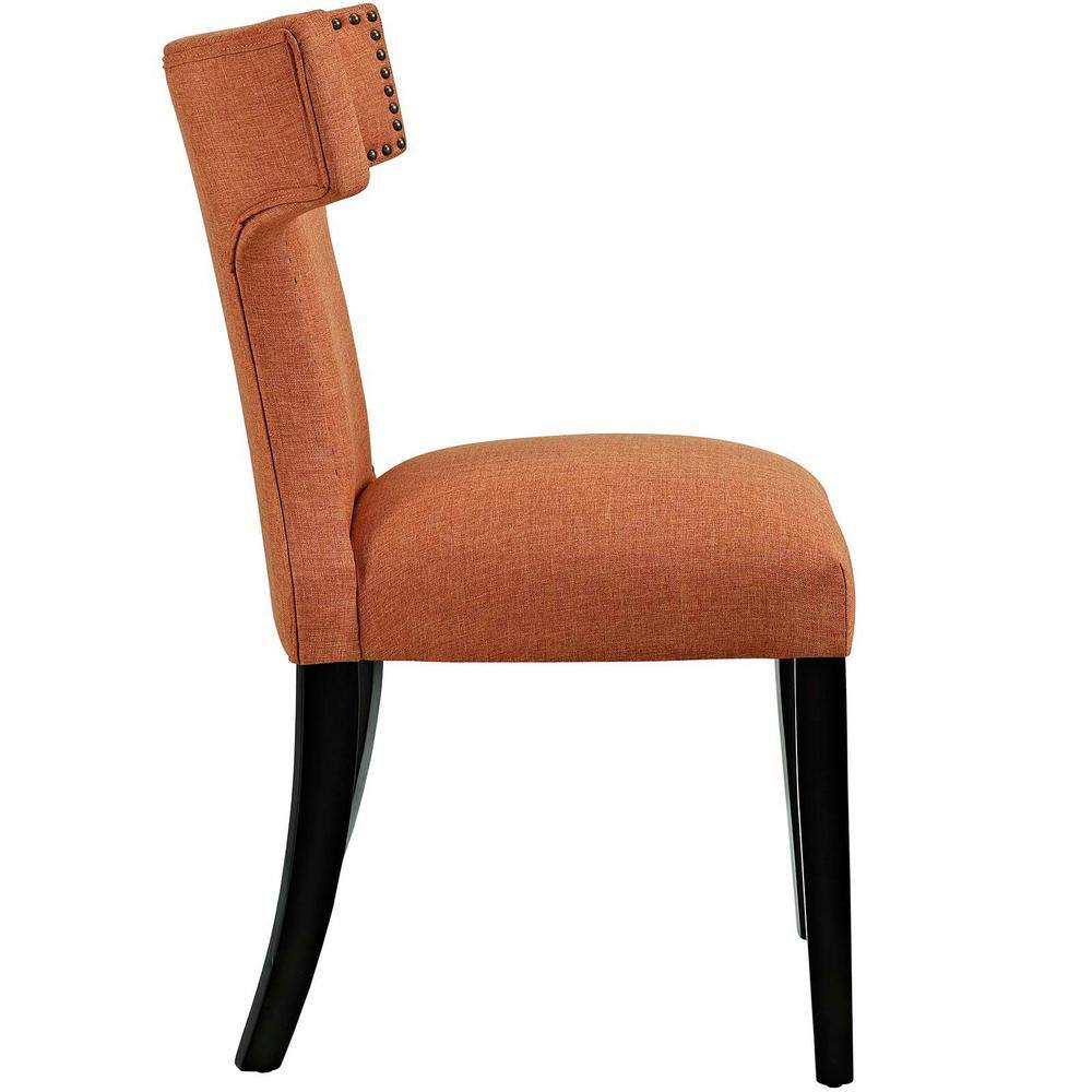 Burnt Orange High-Back Parsons Dining Chair with Tapered Wood Legs