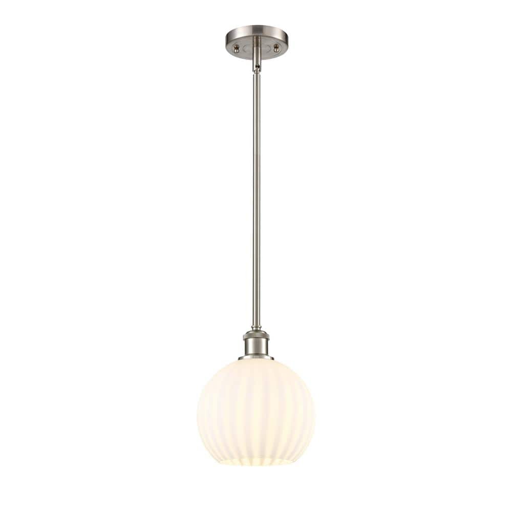 White Venetian 100-Watt 1-Light Brushed Satin Nickel Standard Mini Pendant Light with Painted Glass Shade price history on PriceWatchPro