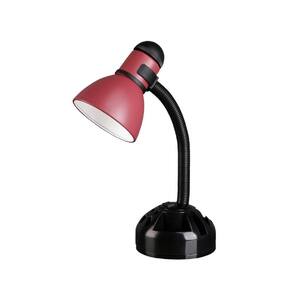 19 in. Black and Burgundy Organizer Desk Lamp with Metal Lamp Shade and Rotary Switch