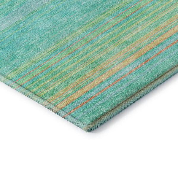 Mayfield Premium Machine Washable Abstract AMF979 Aqua 10 ft. x 14 ft. Area Rug