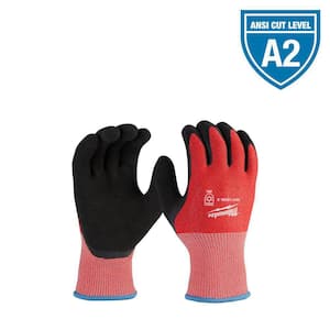 Medium Red Latex Level 2 Cut Resistant Insulated Winter Dipped Work Gloves