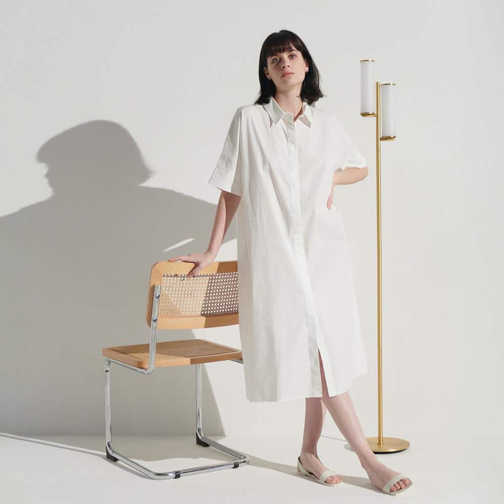 Gemini 64" Brass Mid-Century Modern 3-Way Dimming LED Floor Lamp