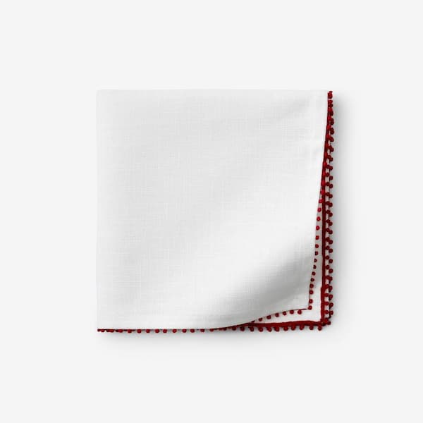 Company Cotton Pom Fringe 19 in. W x 19 in. H Red Cotton Napkins Set of 4