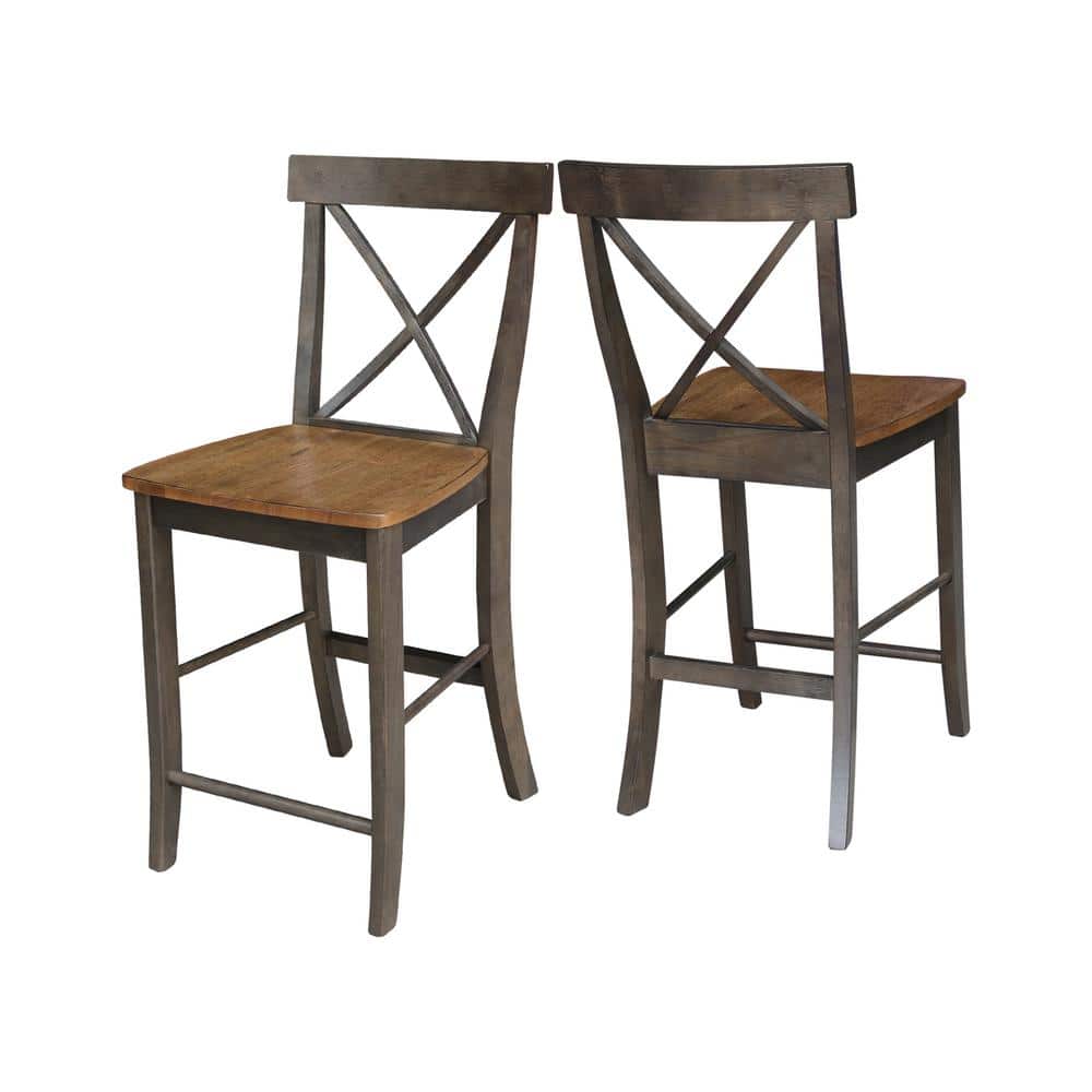 Hickory Washed Coal Solid Wood Traditional Counter Stool