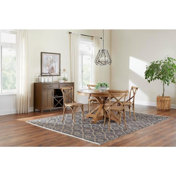 Home decorators collection aberwood patina oak finish wood round dining table for 4 discount