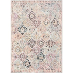 Rodeo Elaine Vintage Bohemian Botanical Trellis Grey Ivory 5 ft. 3 in. x 7 ft. 3 in. Area Rug