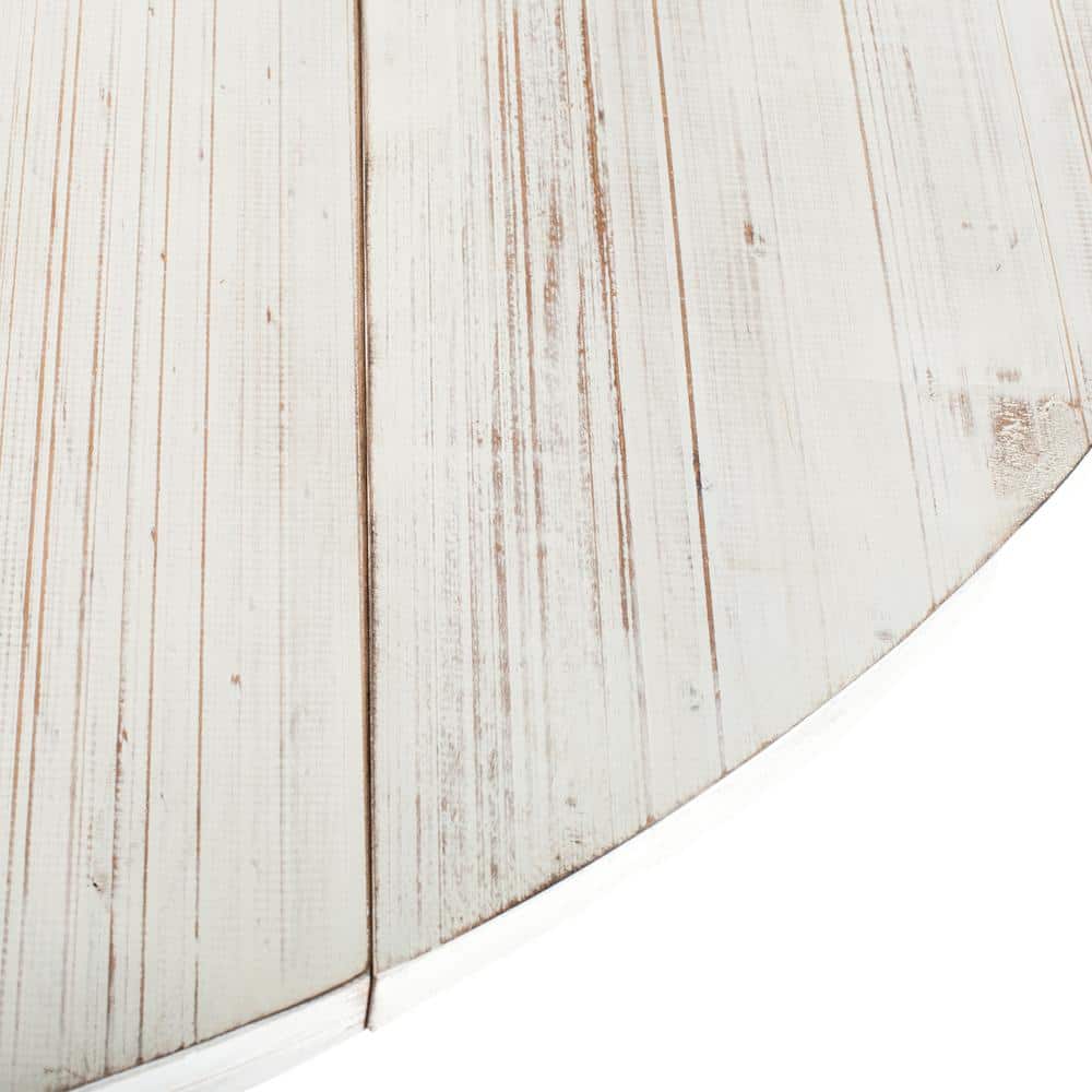 Round White Reclaimed Wood Extendable Dining Table