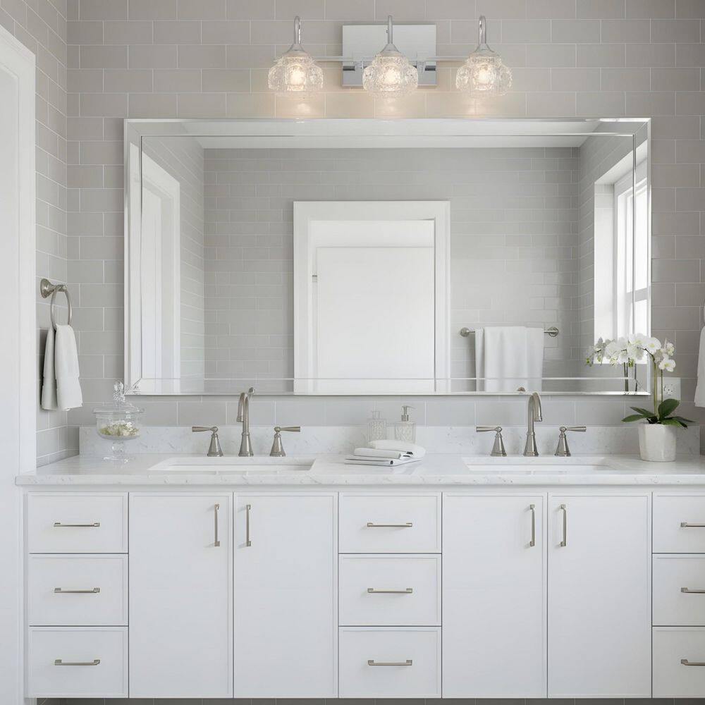 17.3 in. 3-Light Chrome Bathroom Vanity Light with Elegant Clear Glass Shade price history on PriceWatchPro