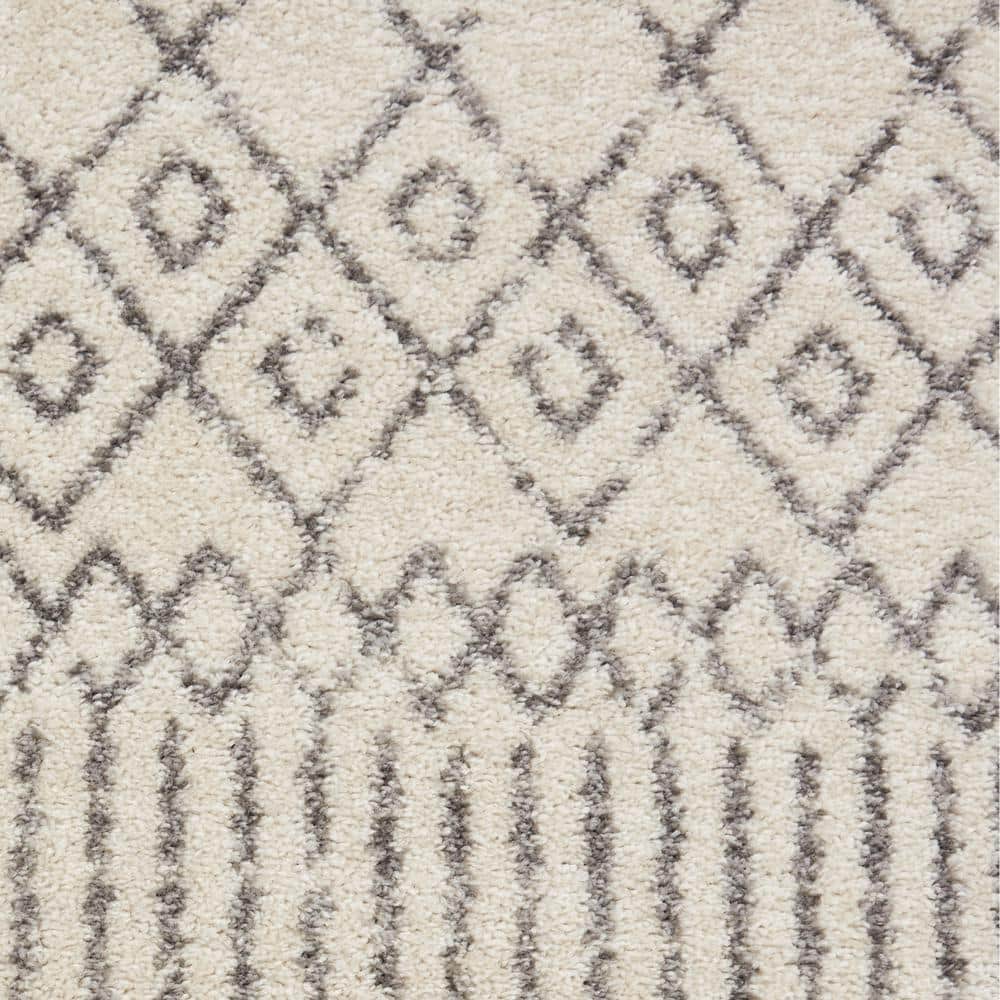 Scandinavian Geometric Soft-Feel Gray Synthetic 5'3" x 7'3" Area Rug