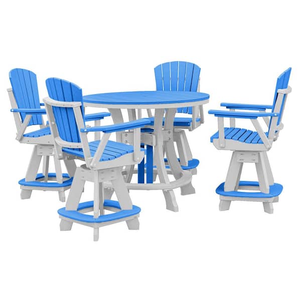 Adirondack Series White 5 Piece Poly Resin Square Counter Height Outdoor Dining Set