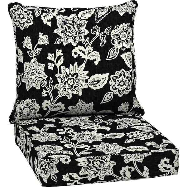 FAWEY TRED INC 24 in. x 24 in. 2-Piece Deep Seating Outdoor Lounge Chair Cushion in Black