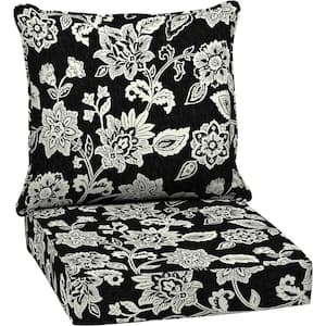 24 in. x 24 in. 2-Piece Deep Seating Outdoor Lounge Chair Cushion in Black