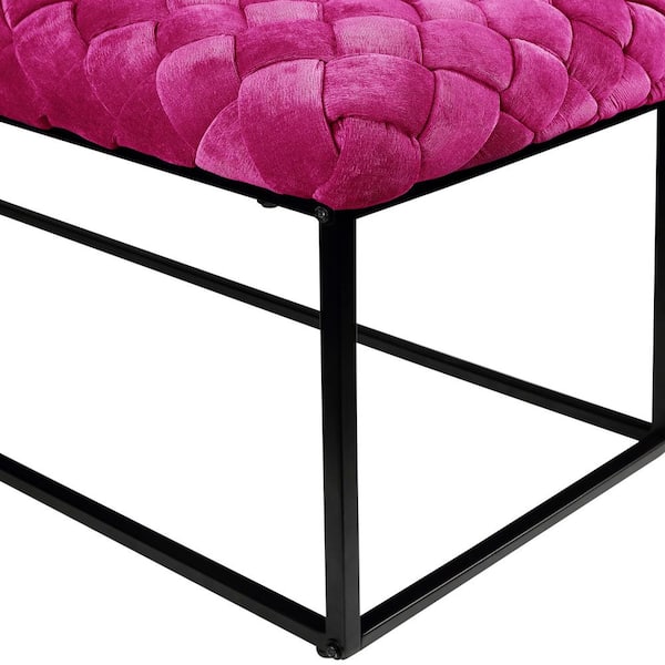 in. Loft H The W - Depot Bench 39.4 in. x Velvet Pink in. Mariana x D Home with 18.1 Lyfe 17.3 LBH211-02FC-HD Fuchsia Upholstered