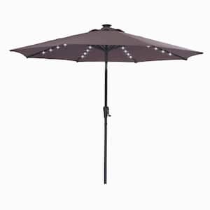 9ft. Steel Solar LED Tilt Brown Market Umbrella