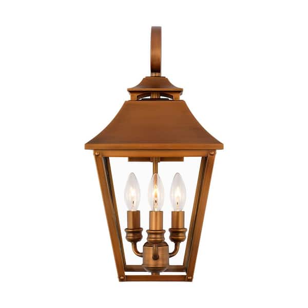 Galena 19 in. H Natural Copper Outdoor Hardwired Medium Wall Lantern Sconce with No Bulbs Included