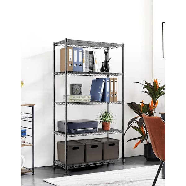 Otryad Heavy Duty 5-Shelf Storage Shelving Unit, 1250 lbs. Loading Capacity for Kitchen in Black