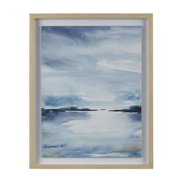 Miscool Anky 1-Piece Framed Art Print 29.34 in. x 23.34 in. Framed Glass and Single Matted Abstract Landscape Coastal Wall Art