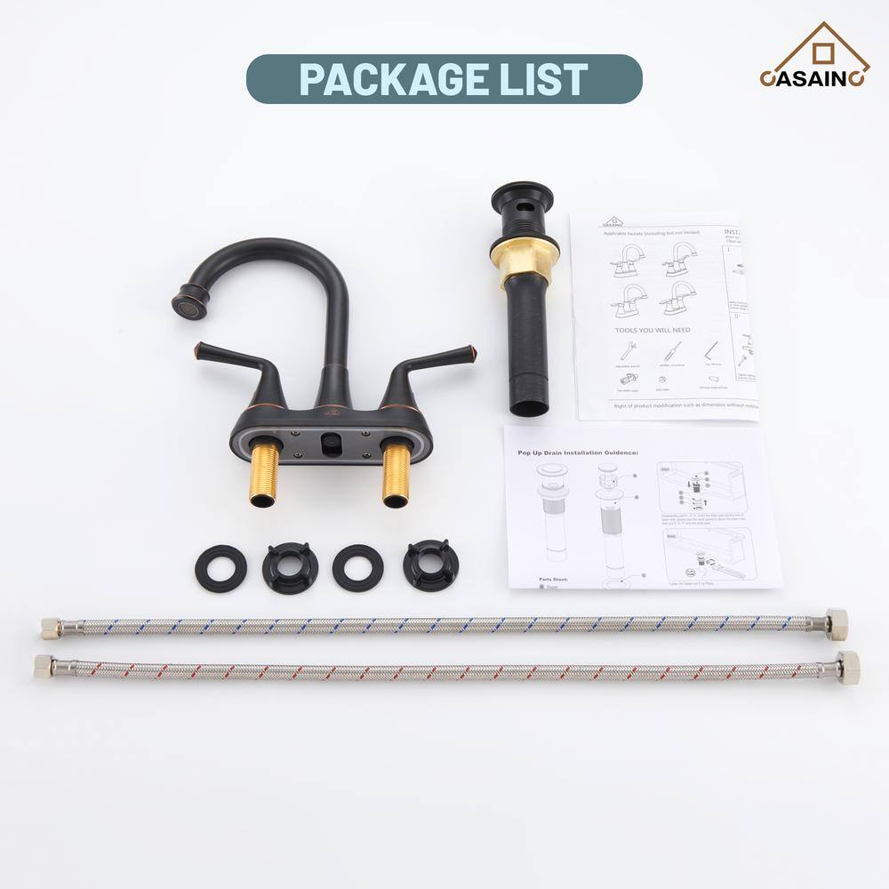 Oil Rubbed Bronze 4-Inch 2-Handle Stainless Steel Bathroom Faucet