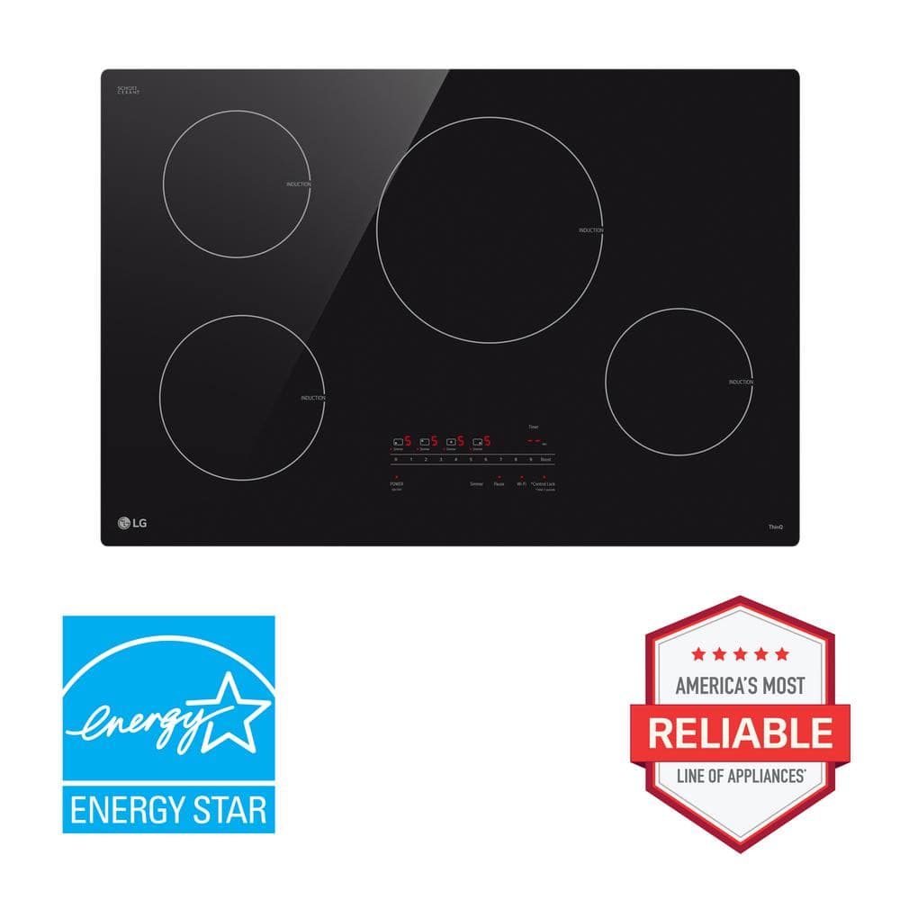 LG 30" Black Ceramic 4-Burner Induction Cooktop with Touch Control