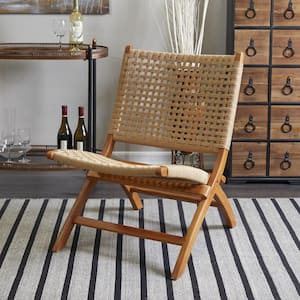 Brown Handmade Woven Wood Accent Chair
