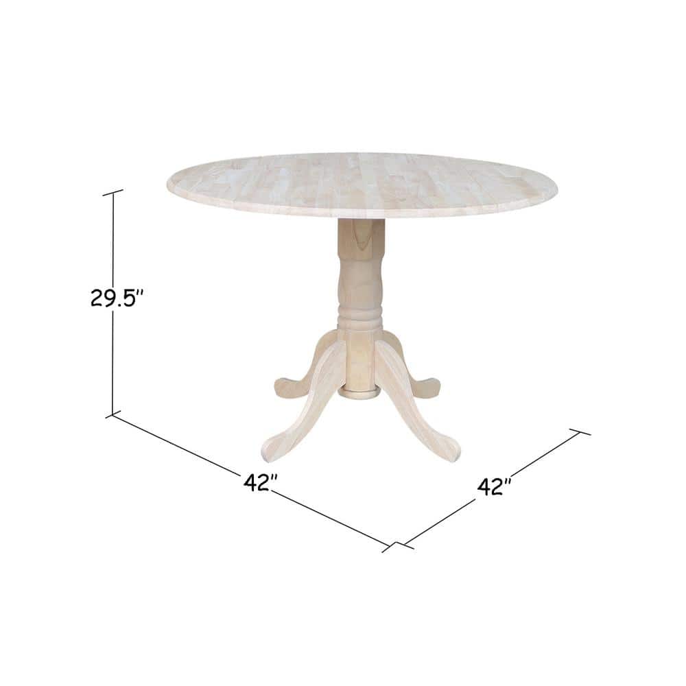 Unfinished Hardwood Dual Drop Leaf Table with 2 Chairs