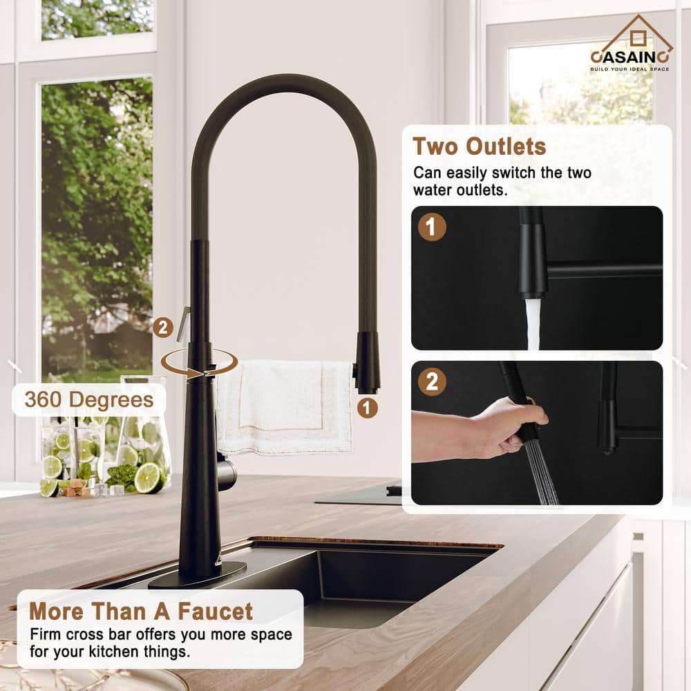Matte Black Fireclay Farmhouse Kitchen Sink with Faucet