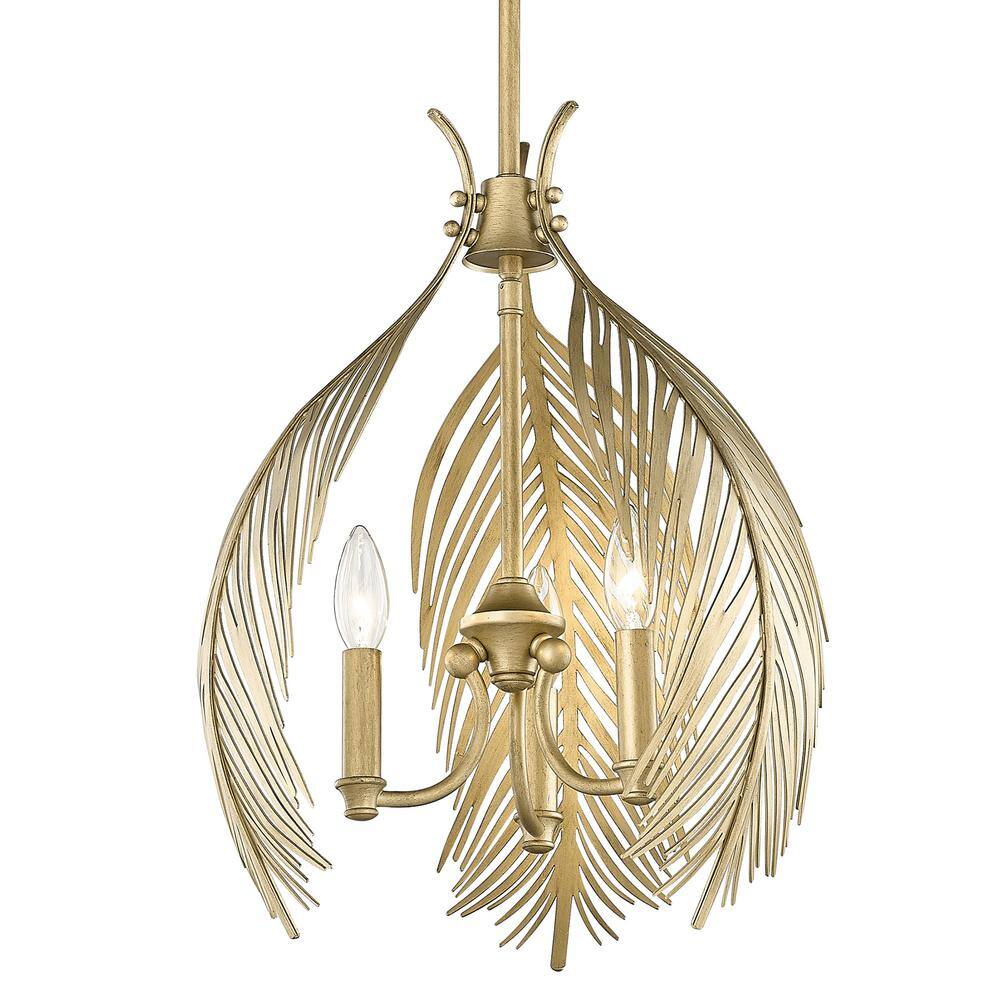 Vintage Fired Gold 3-Light Glass Pendant Lantern