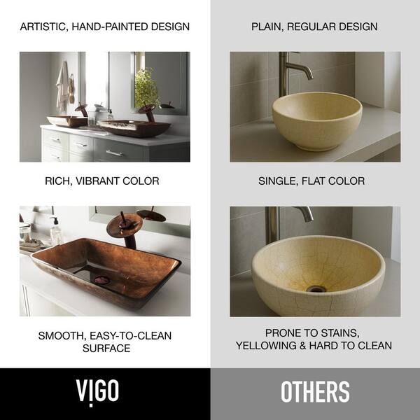 VIGO Donatello Artistic Chocolate Brown Glass 23 in. L x 15 in. W