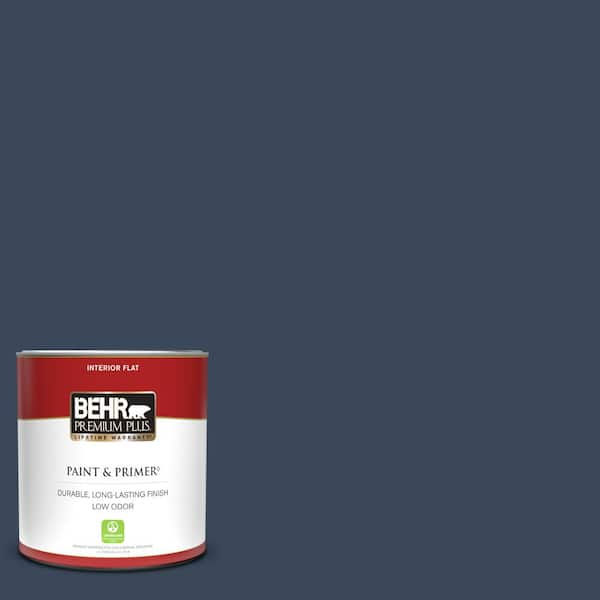 BEHR PREMIUM PLUS 1 qt. #M500-7 Very Navy Flat Low Odor Interior Paint & Primer