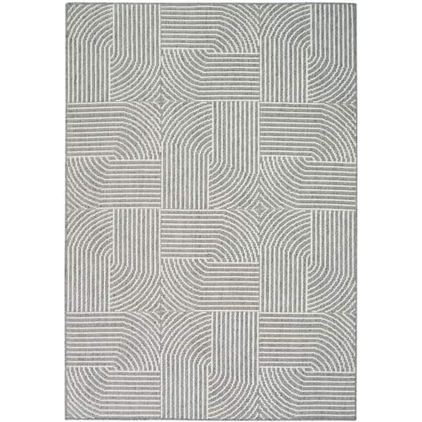 Nourison Textured Home Charcoal Ivory 5 ft. x 7 ft. Geometric Contemporary Area Rug