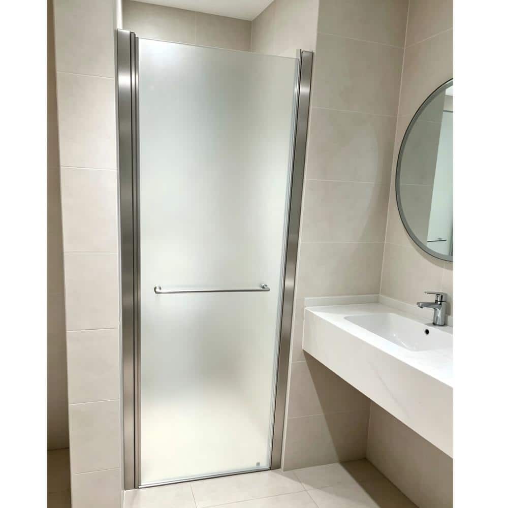 24-26 in. W x 72 in. H Pivot Semi-Frameless Swing Shower Door in Brushed Nickel with Frosted Tempered Glass price history on PriceWatchPro