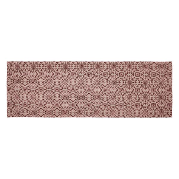 VHC Brands Custom House 12 in. W x 36 in. L Burgundy Jacquard Cotton Blend Table Runner