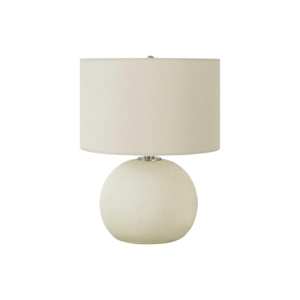 Jushua Contemporary 18 in. H Table Lamp with White Shade, Cream Ceramic
