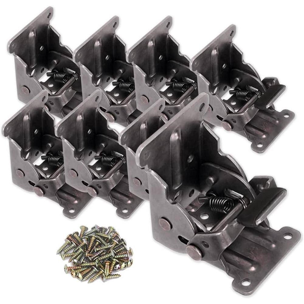 8-Pack Adjustable Folding Brackets With 80 Screws – Heavy Duty Self-Locking Hinges For Tables, Beds, Desks, And DIY Projects, Supports 500 Lbs Per Pair (Black)