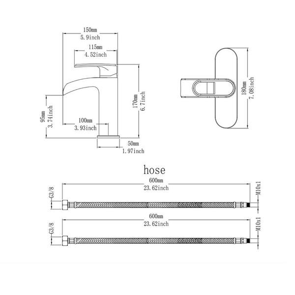 Single Handle Single Hole Bathroom Faucet with Deckplate Included in Matte Black