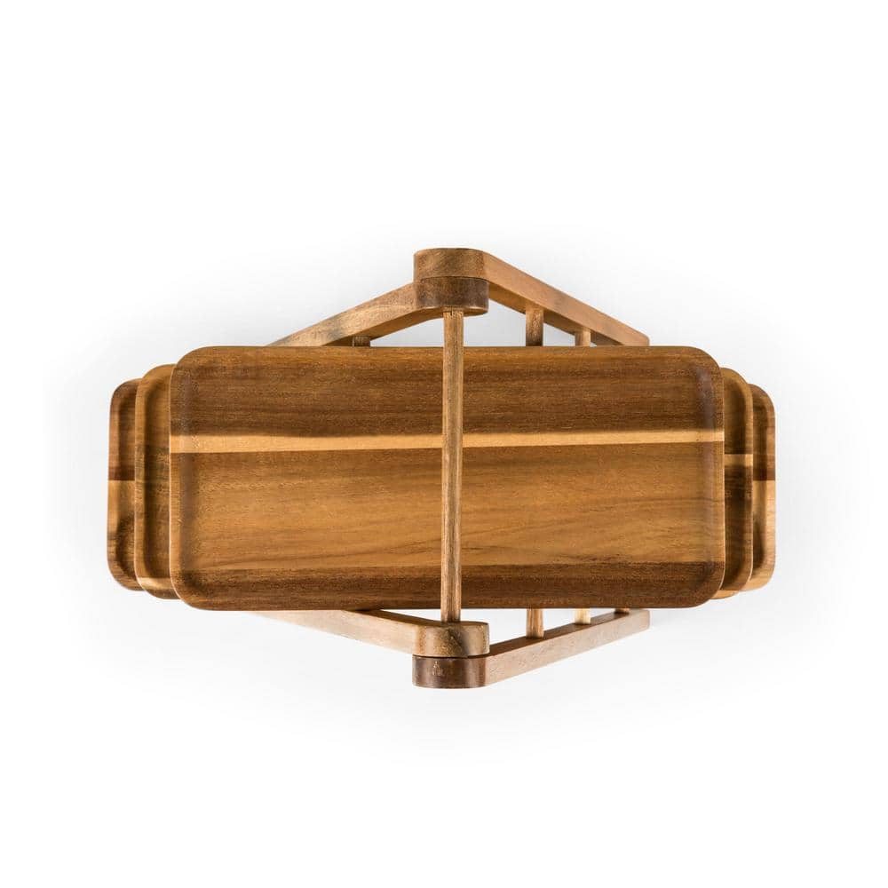 Medium Wood 3-Tiered Acacia Serving Ladder Tray
