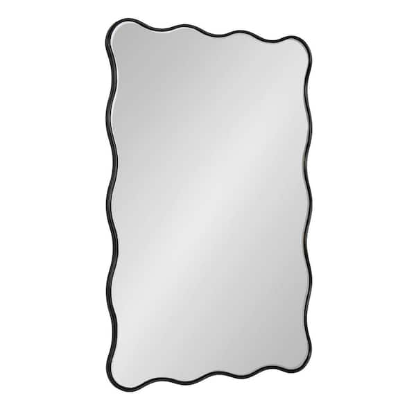 Kate and Laurel Viona 24.00 in. W x 36.00 in. H Black Scalloped Glam Framed Decorative Wall Mirror