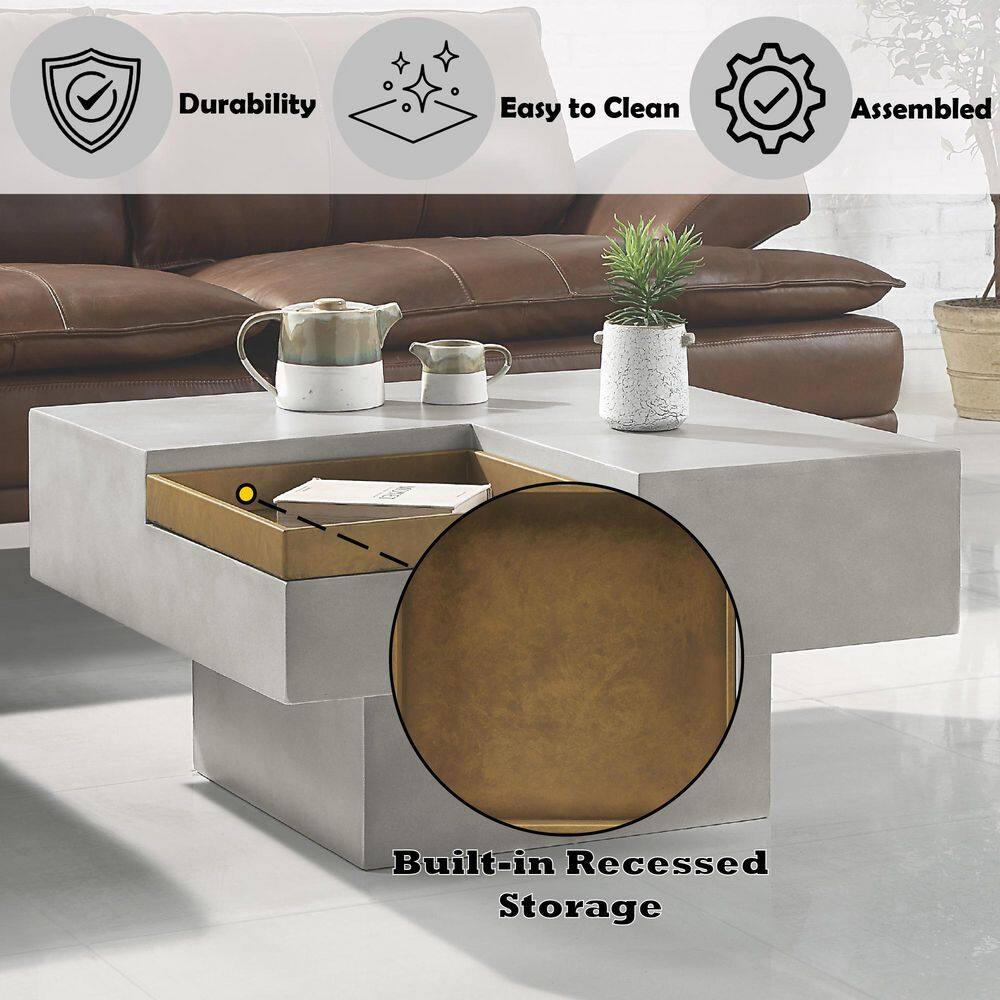 Kailano 32" Weathered Gray Fiber Cement Square Coffee Table