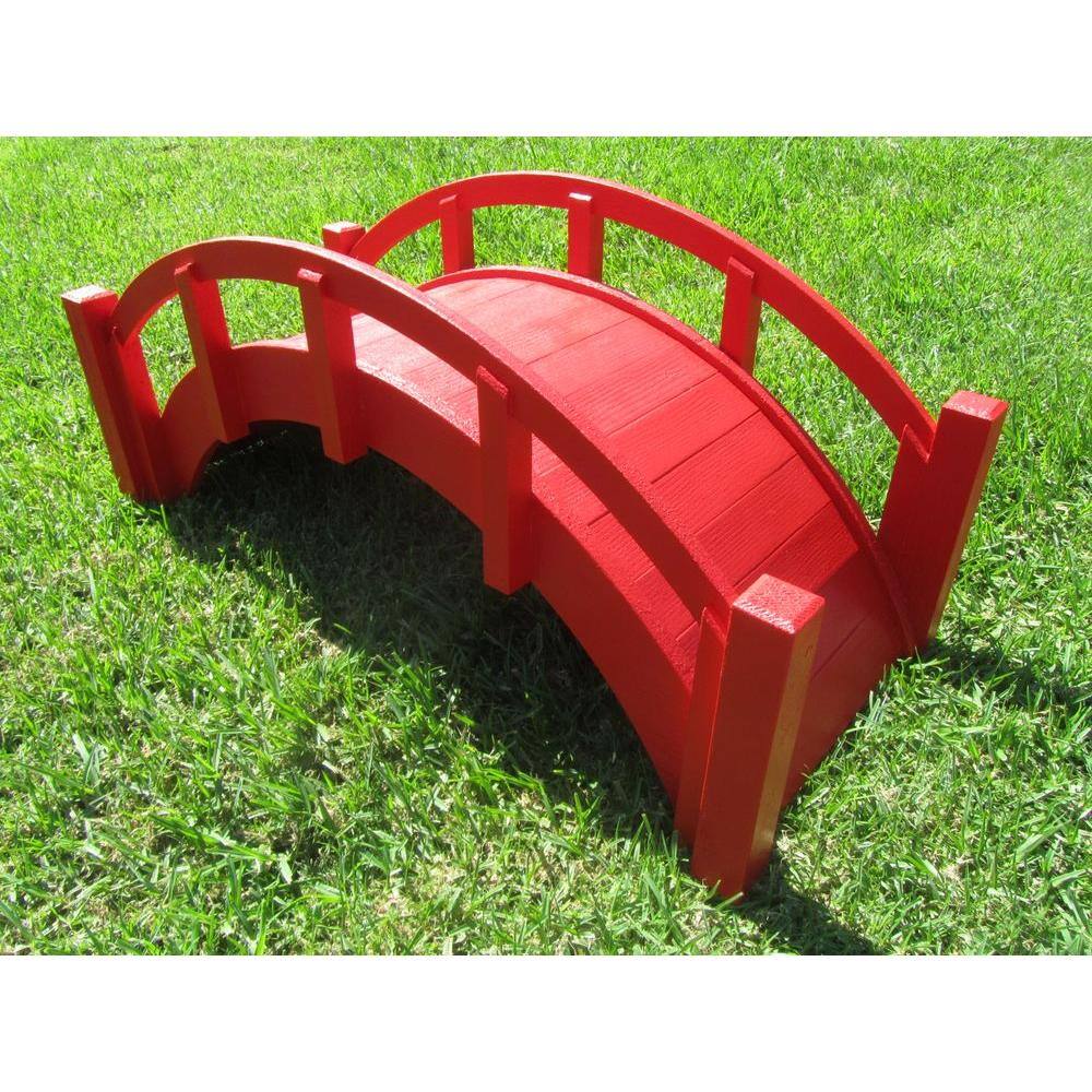Miniature Red Wood Japanese Garden Bridge, 25"
