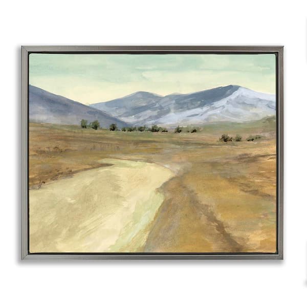 Stupell Industries Distant Desert Mountains by Michael Willett Gray Floater Frame Nature Graphic Art Print 25 in. x 31 in.