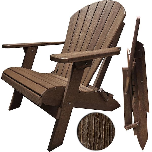 DuraWeather Poly Antique Mahogany (Wood Grain) King Size Folding Adirondack Chair