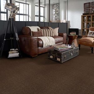 Karma II - Leather - Brown 50.5 oz. Nylon Texture Installed Carpet