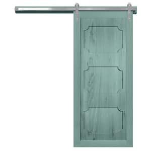 30 in. x 84 in. The Harlow III Caribbean Wood Sliding Barn Door with Hardware Kit in Stainless Steel