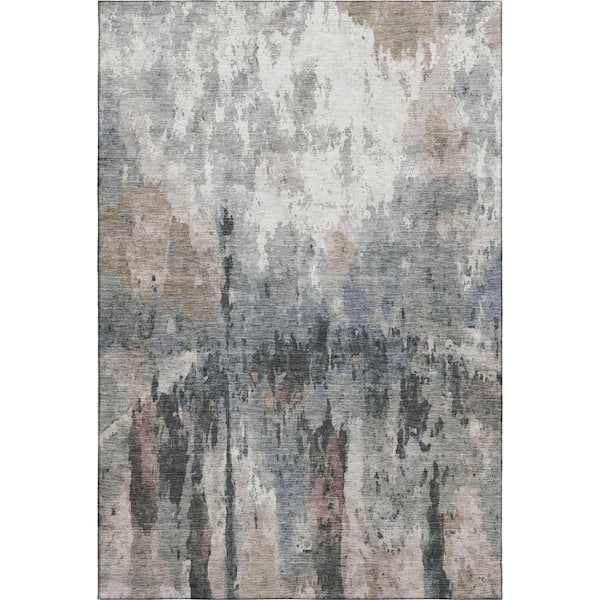 Mayfield Premium Machine Washable Abstract AMF2284 Beige 5 ft. x 7 ft. 6 in. Area Rug