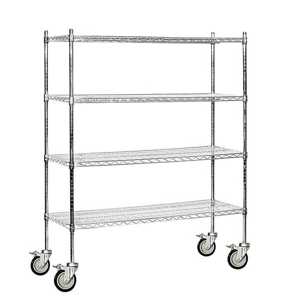 Salsbury Industries Chrome 3-Tier Rolling Welded Wire Shelving Unit (60 in. W x 69 in. H x 18 in. D)