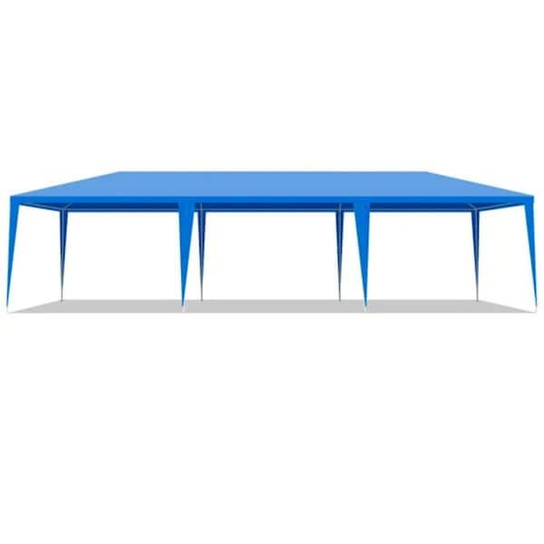10 ft. x 30 ft. Outdoor Party Tent-Waterproof Canopy w/ 8 Removable Sidewalls for Weddings, Backyard Events, Blue
