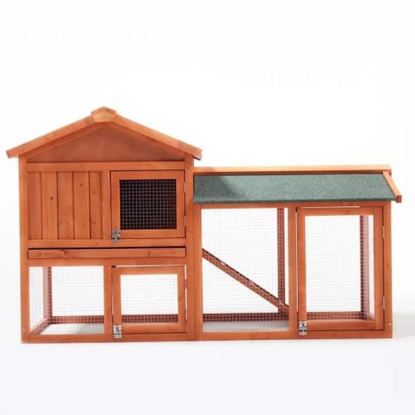 cenadinz Large Wooden Rabbit Hutch Indoor and Outdoor Bunny Cage with a Removable Tray and a Waterproof Roof