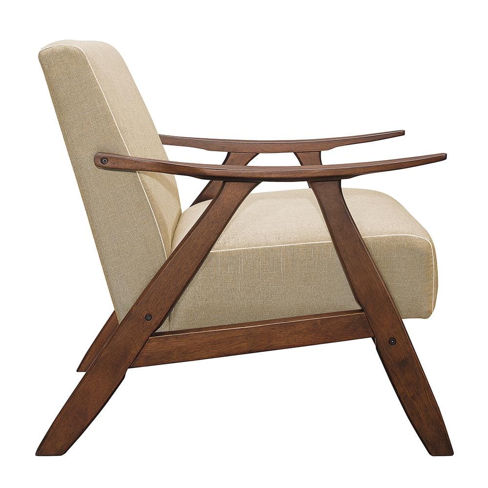 Lexicon Transitional Walnut Wood Accent Chair in Light Brown Fabric